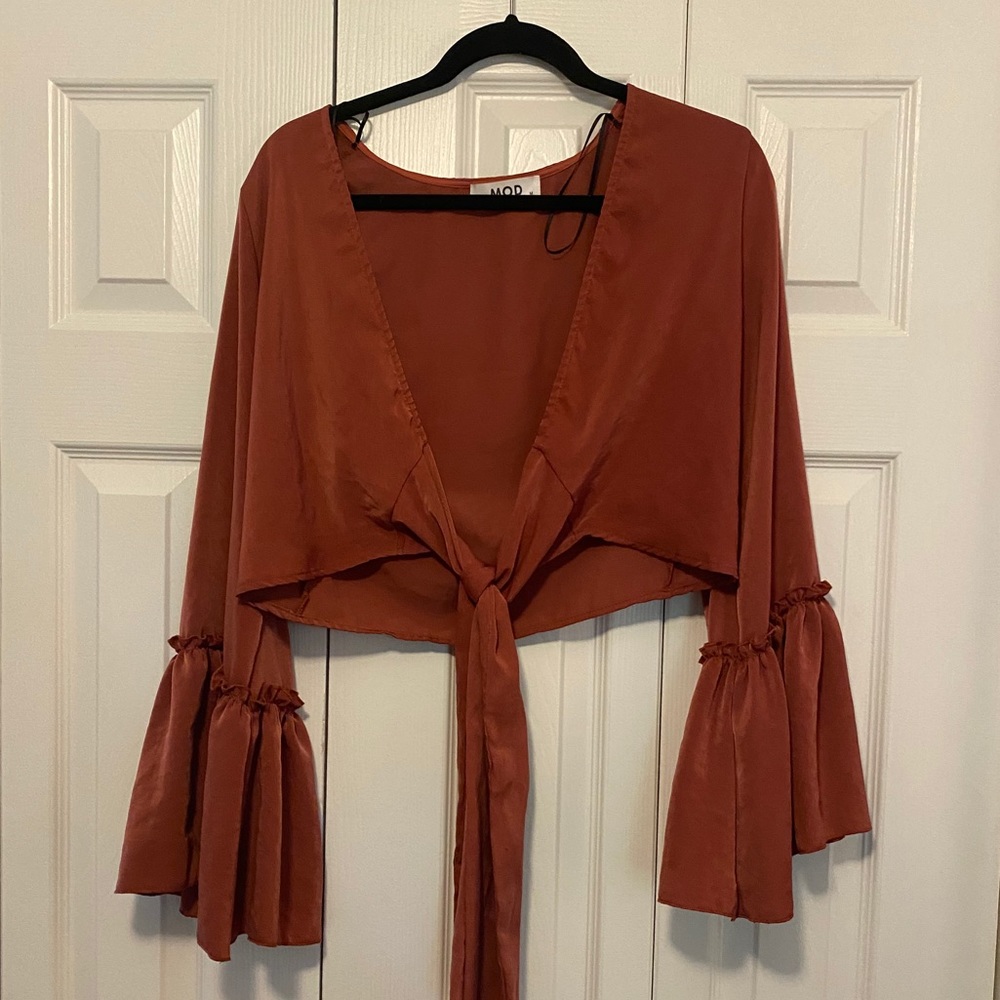 Never worn crop top with tie front